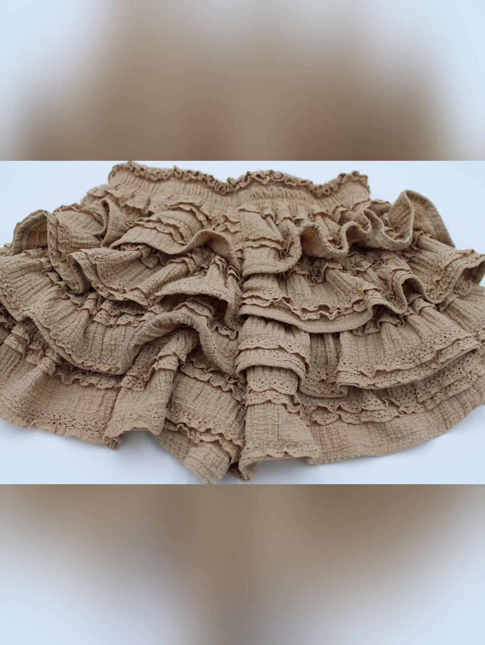 SHEIN Tan Ruffle Layered Mini Skort Size Small - Picture 2 of 5
